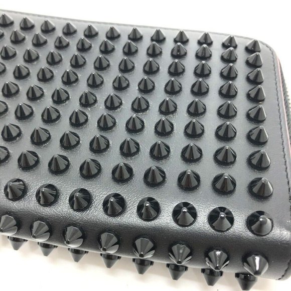 Christian Louboutin Panettone Spike studs Zip Around Long Wallet Leather Black - Picture 6 of 14